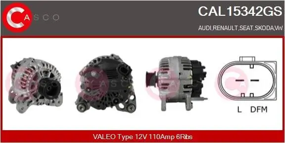 Generator 12 V CASCO CAL15342GS Bild Generator 12 V CASCO CAL15342GS