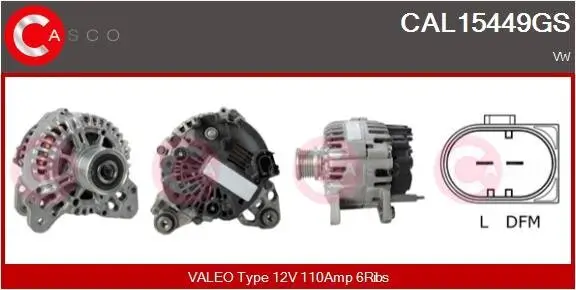 Generator 12 V CASCO CAL15449GS Bild Generator 12 V CASCO CAL15449GS