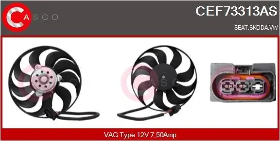 Lüfter, Motorkühlung 12 V CASCO CEF73313AS