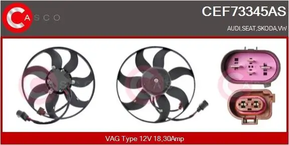 Lüfter, Motorkühlung 12 V CASCO CEF73345AS