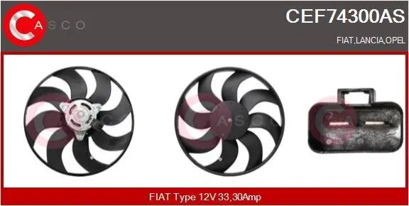 Lüfter, Motorkühlung 12 V CASCO CEF74300AS