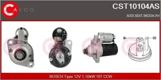 Starter 12 V 1,10 kW CASCO CST10104AS Bild Starter 12 V 1,10 kW CASCO CST10104AS