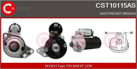 Starter 12 V 2 kW CASCO CST10115AS