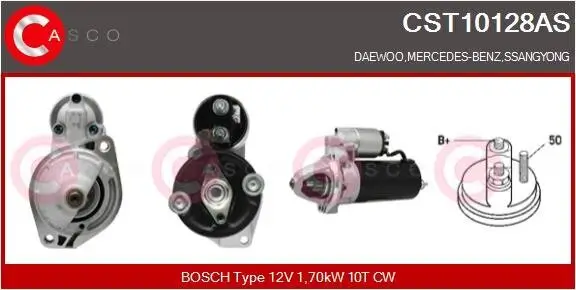 Starter 12 V 1,70 kW CASCO CST10128AS Bild Starter 12 V 1,70 kW CASCO CST10128AS