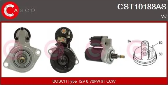 Starter 12 V 0,70 kW CASCO CST10188AS Bild Starter 12 V 0,70 kW CASCO CST10188AS