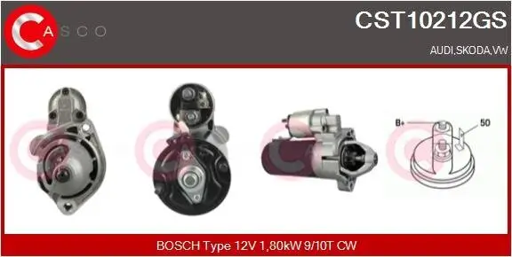 Starter 12 V 1,80 kW CASCO CST10212GS Bild Starter 12 V 1,80 kW CASCO CST10212GS