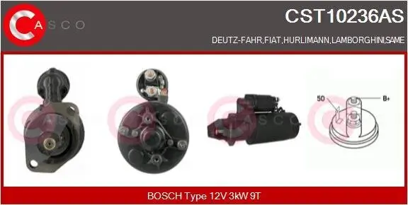 Starter 12 V 3 kW CASCO CST10236AS