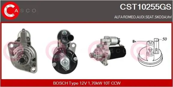 Starter 12 V 1,70 kW CASCO CST10255GS