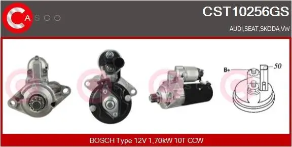 Starter 12 V 1,70 kW CASCO CST10256GS Bild Starter 12 V 1,70 kW CASCO CST10256GS