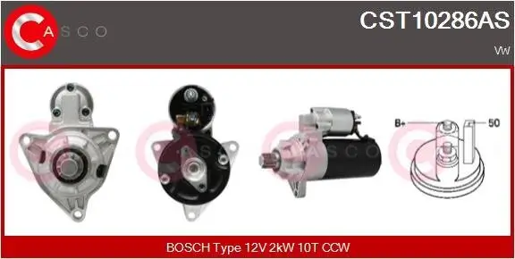 Starter 12 V 2 kW CASCO CST10286AS Bild Starter 12 V 2 kW CASCO CST10286AS