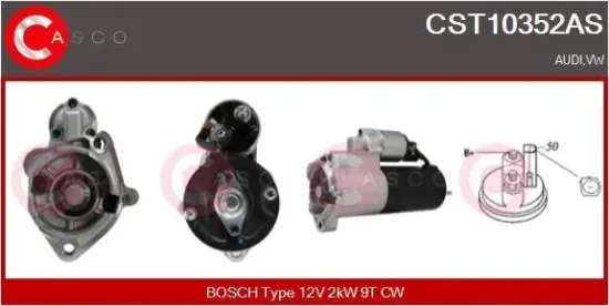 Starter 12 V 2 kW CASCO CST10352AS Bild Starter 12 V 2 kW CASCO CST10352AS