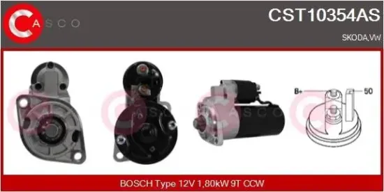 Starter 12 V 1,80 kW CASCO CST10354AS Bild Starter 12 V 1,80 kW CASCO CST10354AS