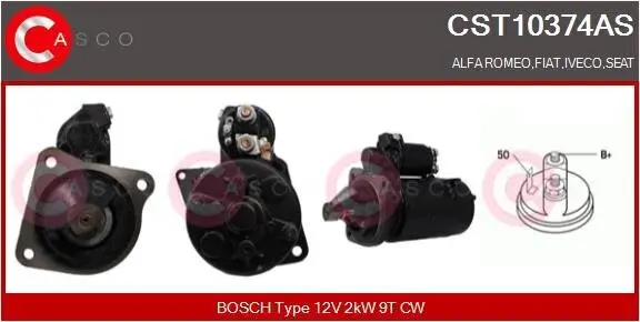 Starter 12 V 2 kW CASCO CST10374AS Bild Starter 12 V 2 kW CASCO CST10374AS