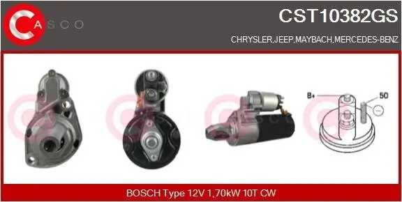 Starter 12 V 1,70 kW CASCO CST10382GS