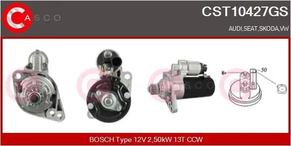 Starter 12 V 2,50 kW CASCO CST10427GS Bild Starter 12 V 2,50 kW CASCO CST10427GS