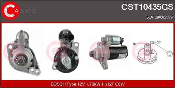 Starter 12 V 1,70 kW CASCO CST10435GS