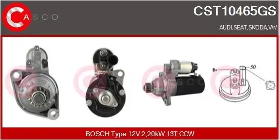 Starter 12 V 2,20 kW CASCO CST10465GS