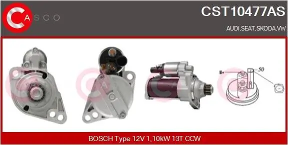 Starter 12 V 1,10 kW CASCO CST10477AS