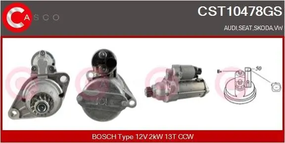 Starter 12 V 2 kW CASCO CST10478GS