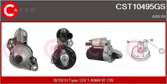 Starter 12 V 1,40 kW CASCO CST10495GS Bild Starter 12 V 1,40 kW CASCO CST10495GS