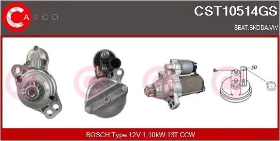 Starter 12 V 1,10 kW CASCO CST10514GS