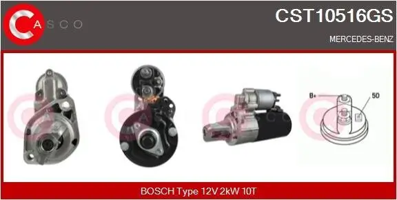 Starter 12 V 2 kW CASCO CST10516GS Bild Starter 12 V 2 kW CASCO CST10516GS