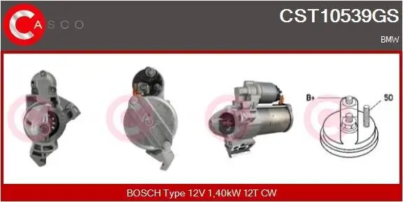 Starter 12 V 1,40 kW CASCO CST10539GS