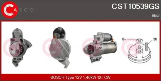 Starter 12 V 1,40 kW CASCO CST10539GS Bild Starter 12 V 1,40 kW CASCO CST10539GS