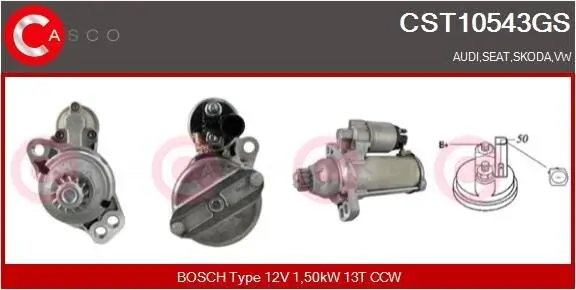 Starter 12 V 1,50 kW CASCO CST10543GS