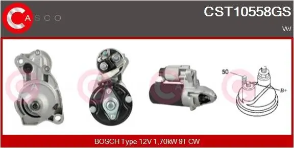 Starter 12 V 1,70 kW CASCO CST10558GS