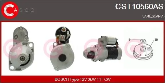 Starter 12 V 3 kW CASCO CST10560AS Bild Starter 12 V 3 kW CASCO CST10560AS