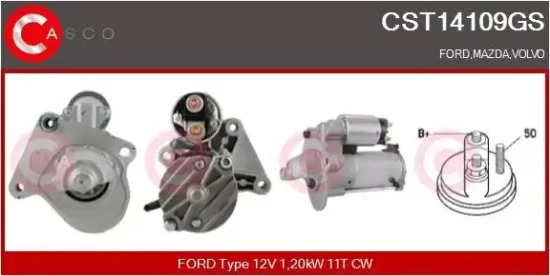 Starter 12 V 1,20 kW CASCO CST14109GS Bild Starter 12 V 1,20 kW CASCO CST14109GS