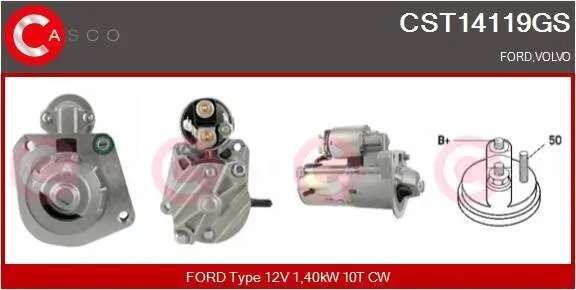 Starter 12 V 1,40 kW CASCO CST14119GS Bild Starter 12 V 1,40 kW CASCO CST14119GS