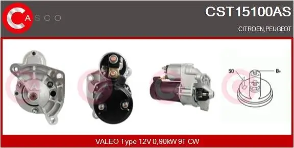 Starter 12 V 0,90 kW CASCO CST15100AS