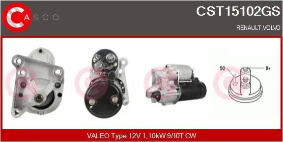 Starter 12 V 1,10 kW CASCO CST15102GS Bild Starter 12 V 1,10 kW CASCO CST15102GS