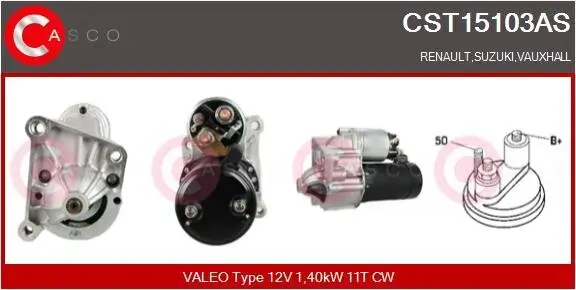 Starter 12 V 1,40 kW CASCO CST15103AS