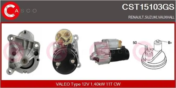 Starter 12 V 1,40 kW CASCO CST15103GS