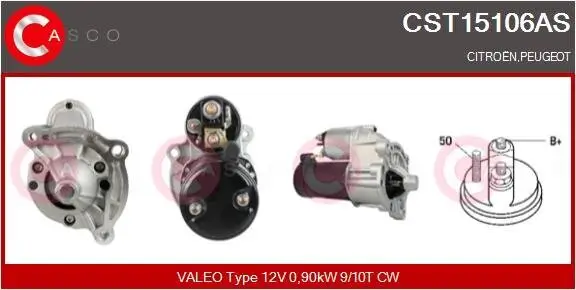 Starter 12 V 0,90 kW CASCO CST15106AS