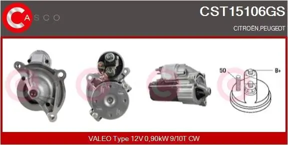 Starter 12 V 0,90 kW CASCO CST15106GS