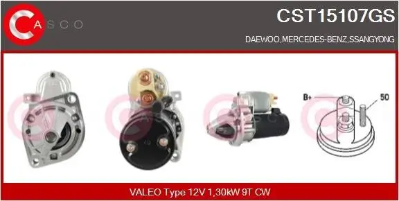 Starter 12 V 1,30 kW CASCO CST15107GS Bild Starter 12 V 1,30 kW CASCO CST15107GS