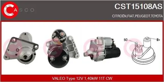 Starter 12 V 1,40 kW CASCO CST15108AS