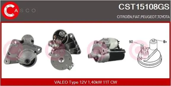 Starter 12 V 1,40 kW CASCO CST15108GS