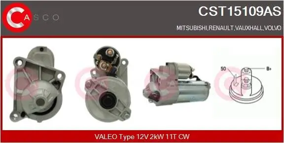 Starter 12 V 2 kW CASCO CST15109AS