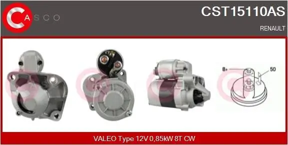 Starter 12 V 0,85 kW CASCO CST15110AS