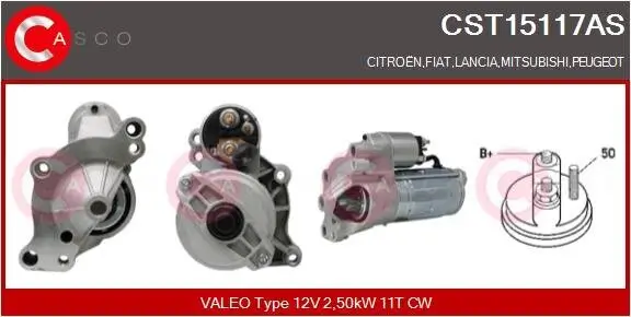 Starter 12 V 2,50 kW CASCO CST15117AS