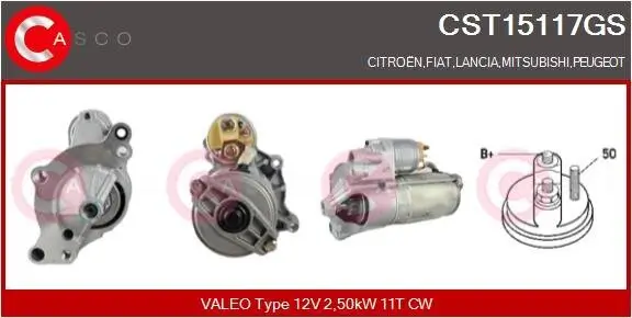 Starter 12 V 2,50 kW CASCO CST15117GS