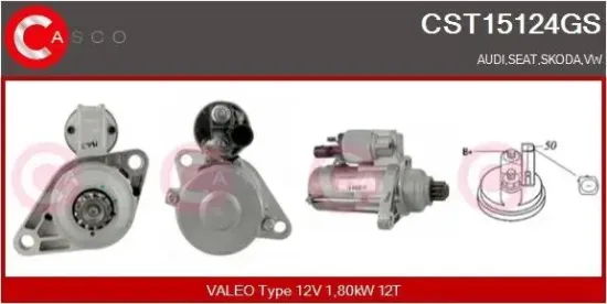 Starter 12 V 1,80 kW CASCO CST15124GS Bild Starter 12 V 1,80 kW CASCO CST15124GS