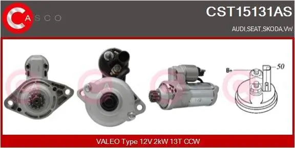 Starter 12 V 2 kW CASCO CST15131AS