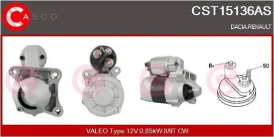 Starter 12 V 0,85 kW CASCO CST15136AS Bild Starter 12 V 0,85 kW CASCO CST15136AS