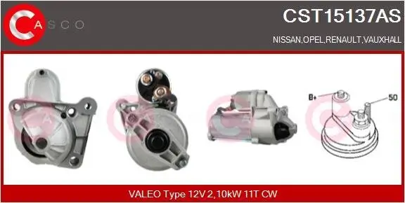 Starter 12 V 2,10 kW CASCO CST15137AS